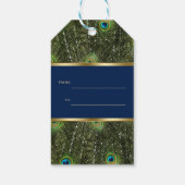 Unieke Navy Blauwe Gouden Pauwveren Bruiloft Cadeaulabel (Achterkant)