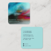 Unieke Navy Blue en Burgundy Waterverf Abstract Vierkante Visitekaartje (Voorkant / Achterkant)