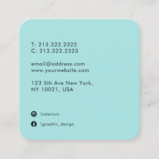 Unieke Navy Blue en Burgundy Waterverf Abstract Vierkante Visitekaartje (Achterkant)