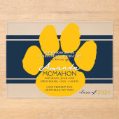 Unieke Navy & Gold Afstuderen Pawprint Elegant Acryl Uitnodigingen (Voorkant)