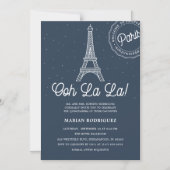 Unieke Navy & Gold Eiffeltoren Paris Quinceañera Magnetische Uitnodiging (Voorkant)