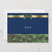Unieke Navyblauw Gouden Pauwveren Bruiloft Save The Date (Achterkant)