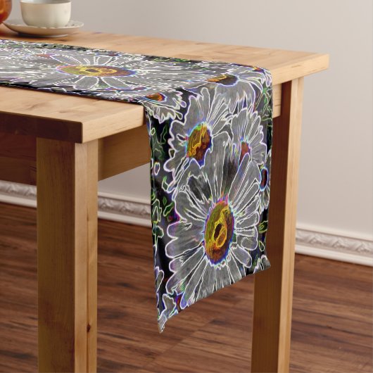 Unieke Neon Daisies Korte Tafelloper (Voorbeeld)