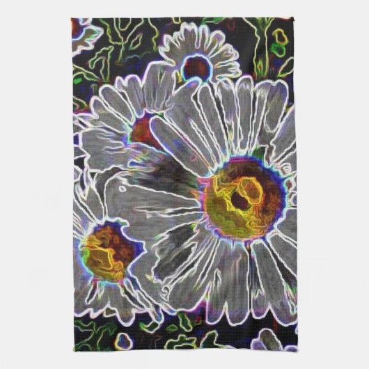 Unieke Neon Daisies Theedoek (Verticaal)