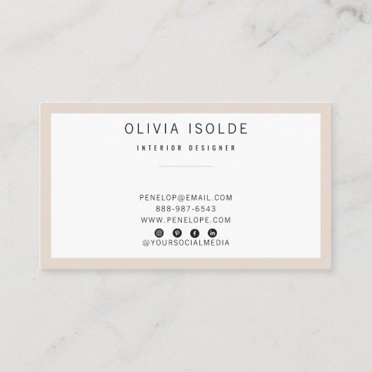 Unieke neutrale crème minimalistische moderne Boho Visitekaartje (Achterkant)