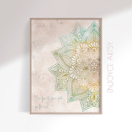 Unieke neutrale toon gouden mandala indische muur  poster