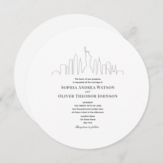 Unieke New York bruiloft QR Code uitnodiging (Voorkant / Achterkant)