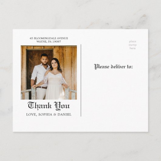 Unieke Newspapier Wedding Bedankt Briefkaart (Achterkant)