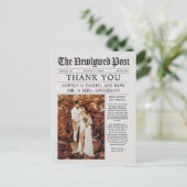 Unieke Newspapier Wedding Bedankt Briefkaart (Staand voorkant)