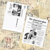 Unieke Newspapier Wedding Bedankt Briefkaart