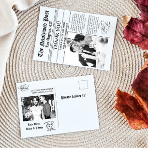 Unieke Newspapier Wedding Bedankt Briefkaart