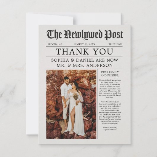 Unieke Newspapier Wedding Hartelijk dank (Voorkant)