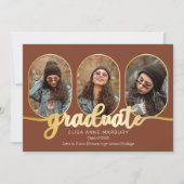 Unieke Oblong 4 Fotocollage Afstuderen Aankondiging (Voorkant)