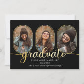 Unieke Oblong 4 Fotocollage Afstuderen Aankondiging (Voorkant)