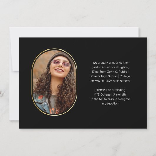 Unieke Oblong 4 Fotocollage Afstuderen Aankondiging (Achterkant)
