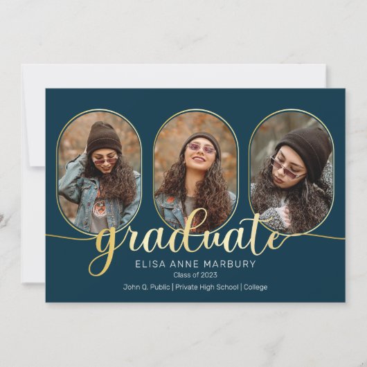 Unieke Oblong 4 Photo Collage 2023-Afstuderen Aankondiging (Voorkant)