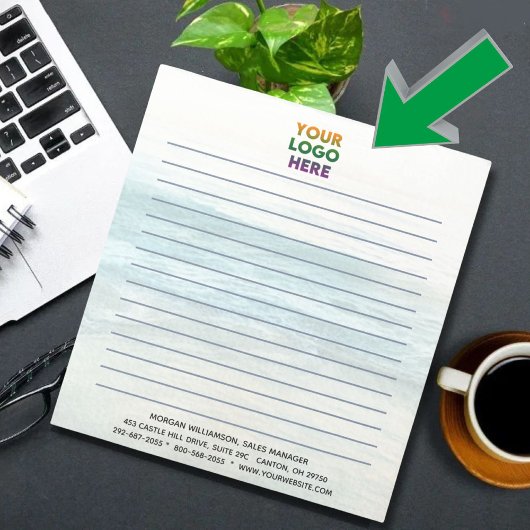 Unieke Oceaan Achtergrond Corporate Logo Lined Notitieblok