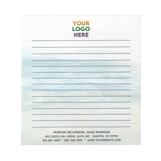Unieke Oceaan Achtergrond Corporate Logo Lined Notitieblok (Voorkant)