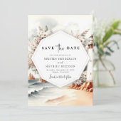 Unieke Ocean Romance vuurtoren bruiloft Save The Date (Staand voorkant)