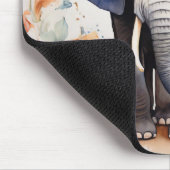 Unieke Olifant Moeder en Kind Bloemen Waterverf Muismat (Hoek)