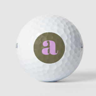 Unieke Olijf en Lila Vetgedrukte Retro Monogram In Golfballen