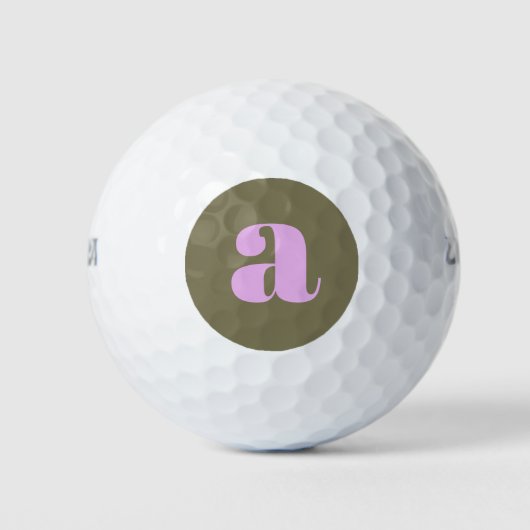 Unieke Olijf en Lila Vetgedrukte Retro Monogram In Golfballen (Voorkant)