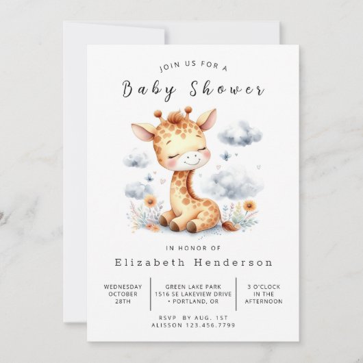 Unieke online Giraffe Baby shower Kaart (Voorkant)