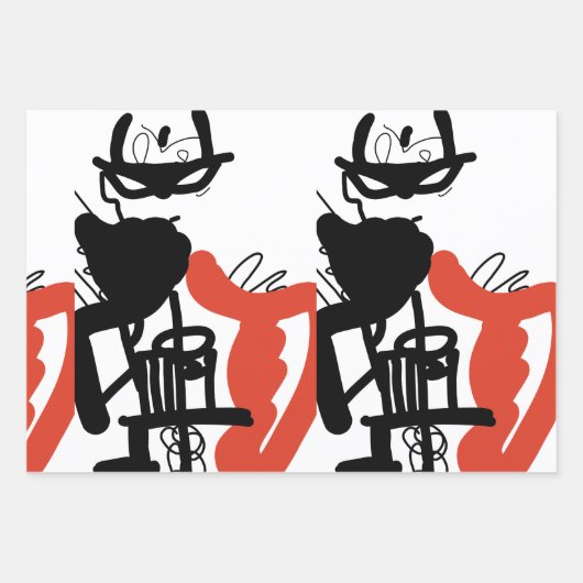 Unieke ontwerper inpakpapier set van 3 vellen (Voorkant)