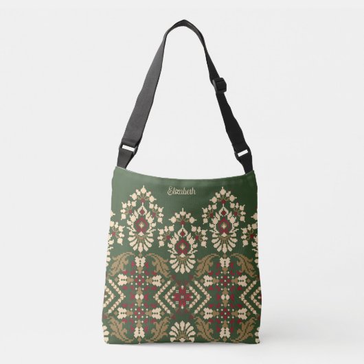Unieke Oosterse Antieke vloerkleed Green Kilim Cus Crossbody Tas (Voorkant)