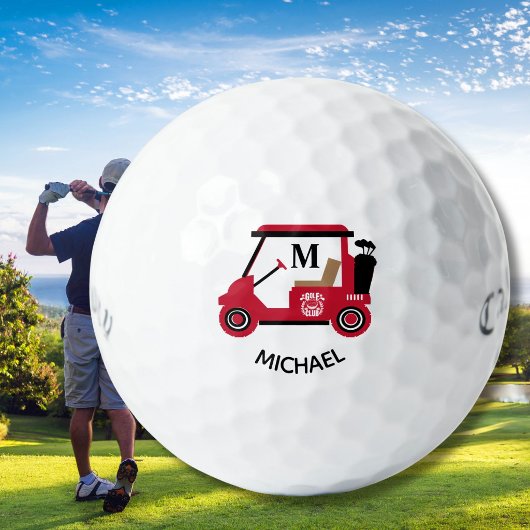 Unieke op maat gemaakte golfkar monogram naam golfballen