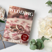 Unieke, op tijdschriften geïnspireerde trouwdetail kaart