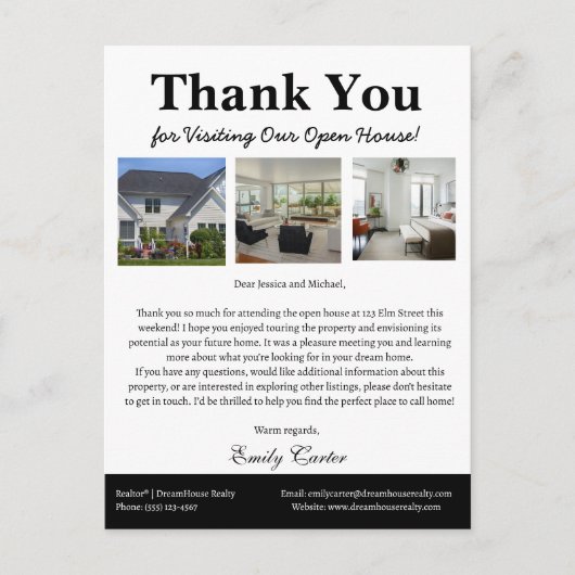 Unieke Open Huis Dank U van Unique Real Estate Briefkaart (Voorkant)