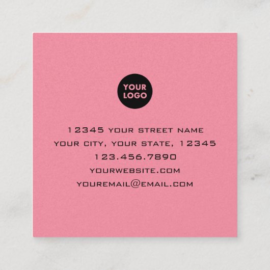 Unieke Oranje roze rode Abstracte kunst Vierkante Visitekaartje (Achterkant)