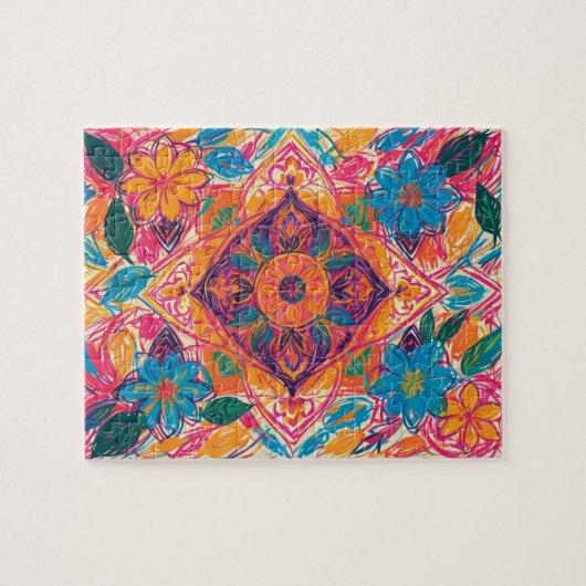 Unieke Orient Flower Scribbles Legpuzzel (Horizontaal)