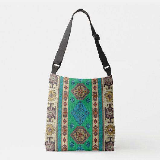Unieke Oriental Antiek Rug Green Kilim Crossbody Tas (Voorkant)