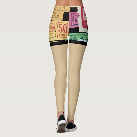 Unieke oude Cenima tickets Fake shorts Zipper Leggings (Achterkant)