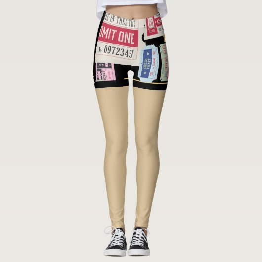 Unieke oude Cenima tickets Fake shorts Zipper Leggings (Voorkant)