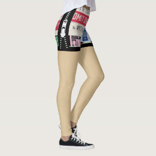 Unieke oude Cenima tickets Fake shorts Zipper Leggings