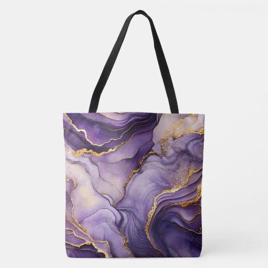 Unieke Paarse en gouden gemarmerde grote schouder  Tote Bag (Voorkant)
