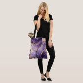 Unieke Paarse en gouden gemarmerde grote schouder  Tote Bag (Op model)