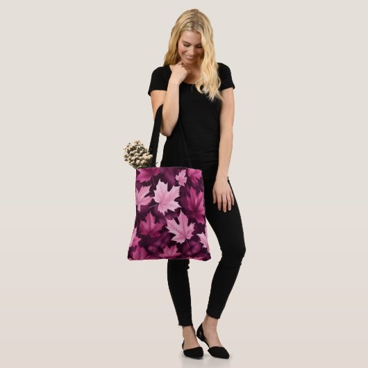 Unieke Paarse esdoornblad grote schouder Tas (Op model)