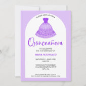 Unieke Paarse jurk Quinseanera viering Kaart (Voorkant)