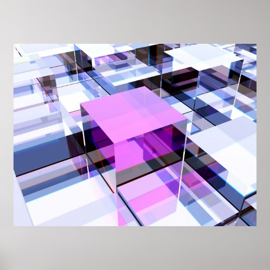 Unieke paarse kubus poster (Voorkant)