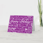 Unieke Paarse Moderne Whimsical Kerst Script Feestdagen Kaart (Achterkant)