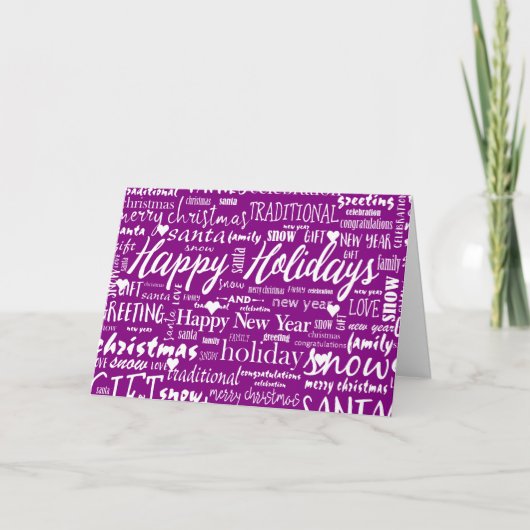 Unieke Paarse Moderne Whimsical Kerst Script Feestdagen Kaart (Voorkant)