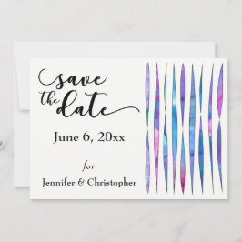 Unieke paarse, roze, blauwe moderne 'Save the Date Save The Date