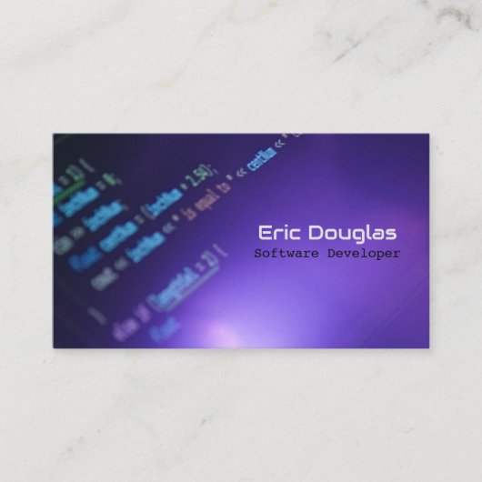 Unieke Paarse Software Tech Professionele QR Code Visitekaartje (Voorkant)