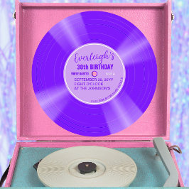 Unieke Paarse vinylplaat verjaardag Kaart