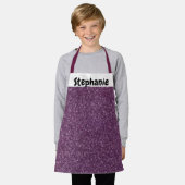 Unieke Paarse & Witte Sparkly Kinder Douanenaam Schort (Gedragen)