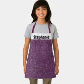 Unieke Paarse & Witte Sparkly Kinder Douanenaam Schort (Insitu)